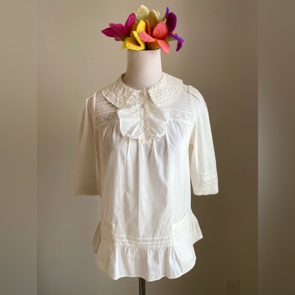See By Chloe chic white blouse with puff sleeves pockets and elegant details - Picture 2 of 6